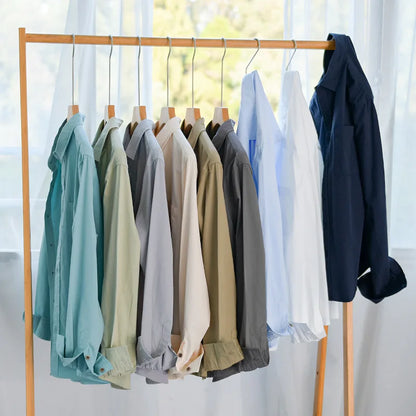 Spring Autumn New Pure Cotton Casual Long Sleeve Shirts for Men Clothing Simple Solid Color Soft Streetwear