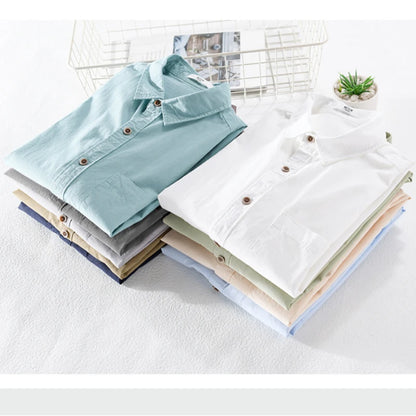 Spring Autumn New Pure Cotton Casual Long Sleeve Shirts for Men Clothing Simple Solid Color Soft Streetwear