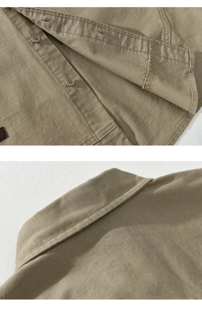 Spring Autumn New Cargo Casual Long Sleeve Shirts for Men Clothing Pure Cotton Solid Color Loose Soft Streetwear