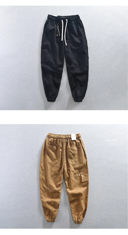 New Cotton Linen Casual Pants for Men Clothing Thin Streetwear Oversize Men Trousers