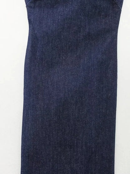 Strapless Backless Zipper Split Dress Party Blue Denim Female Long Dress for Women Summer Evening Dresses