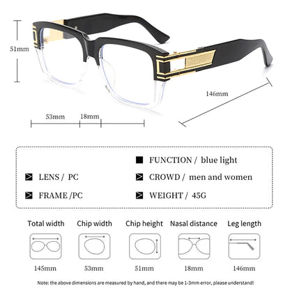 metal square glasses frame fashion male black