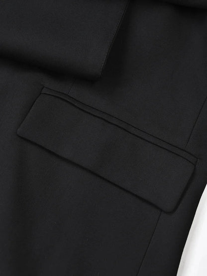 Women Black  Cross Irregular Big Size Casual Blazer New Lapel Long Sleeve Jacket Fashion Tide Spring Autumn