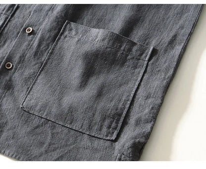 Spring Fall Chinese Style Luxury Good Quality Ramie Shirts For Men Breathable Skin Friendly Long Sleeve Stand Collar Blouse
