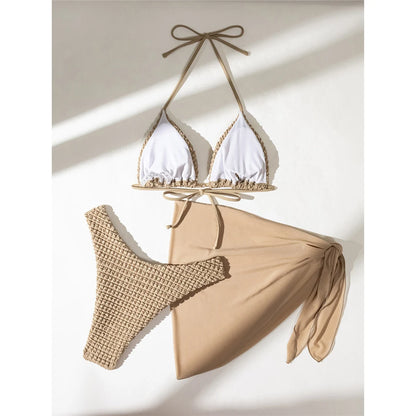 Wrinkled Halter Bikini Female Swimsuit