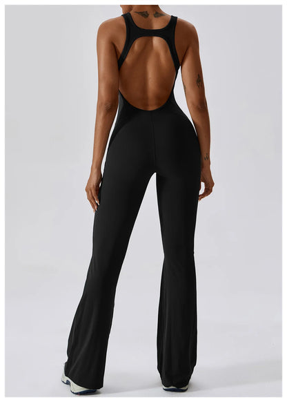 Back V Jumpsuit Gym Set