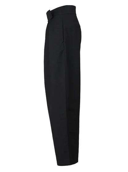 High Waist Black Brief Long Wide Leg Casual Pants New Loose Fit Trousers Women Fashion Tide Spring Autumn