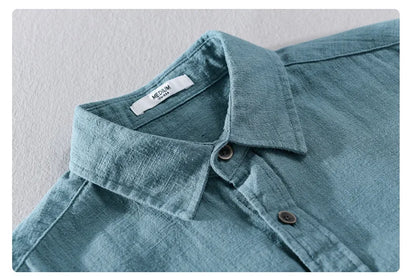 Spring Autumn New Cotton and Linen Casual Long Sleeve Shirts for Men Clothing Solid Color Simple Soft Streetwear