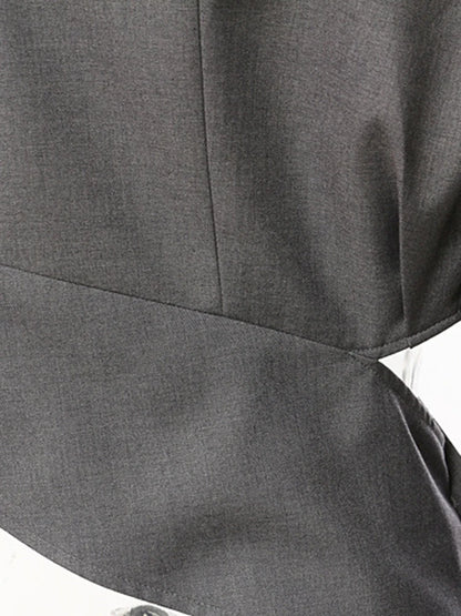 Women Gray Irregular Pleated Elegant Blazer New Lapel Long Sleeve Loose Fit Jacket Fashion Tide Spring Autumn