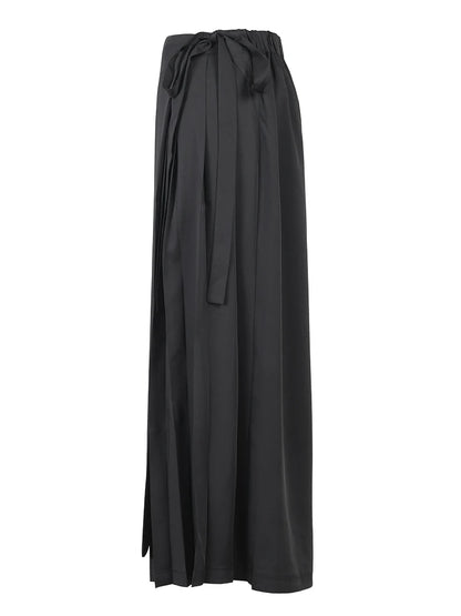Black Bandage Pleated Wide Leg Pants