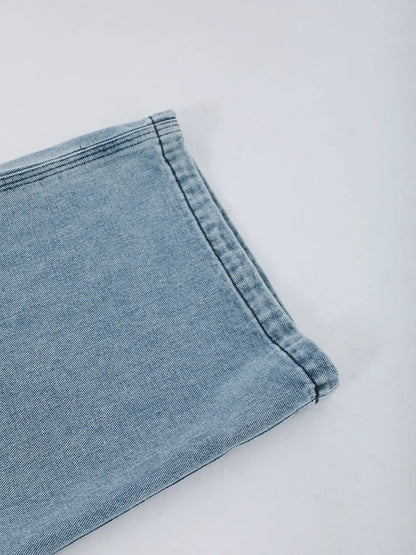 Spliced Denim Belt Personality Wide Leg Jeans High Waist New Women Trousers Fashion Tide Spring Autumn
