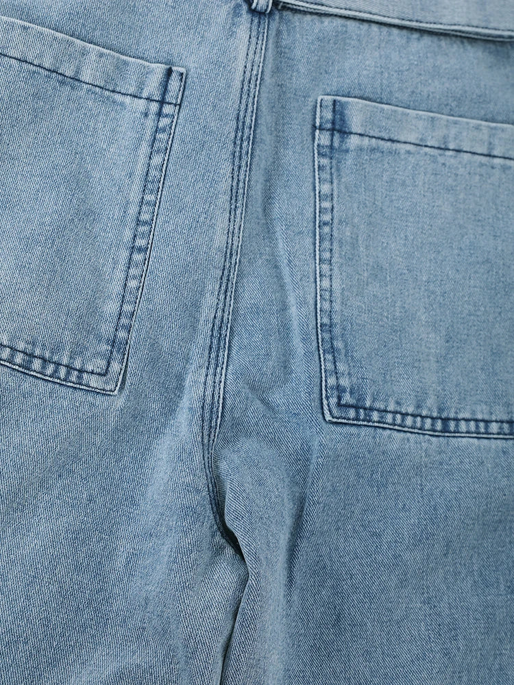 Spliced Denim Belt Personality Wide Leg Jeans High Waist New Women Trousers Fashion Tide Spring Autumn