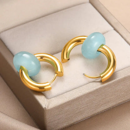 Natural Stone Drop Earrings