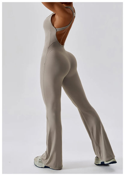 Back V Jumpsuit Gym Set