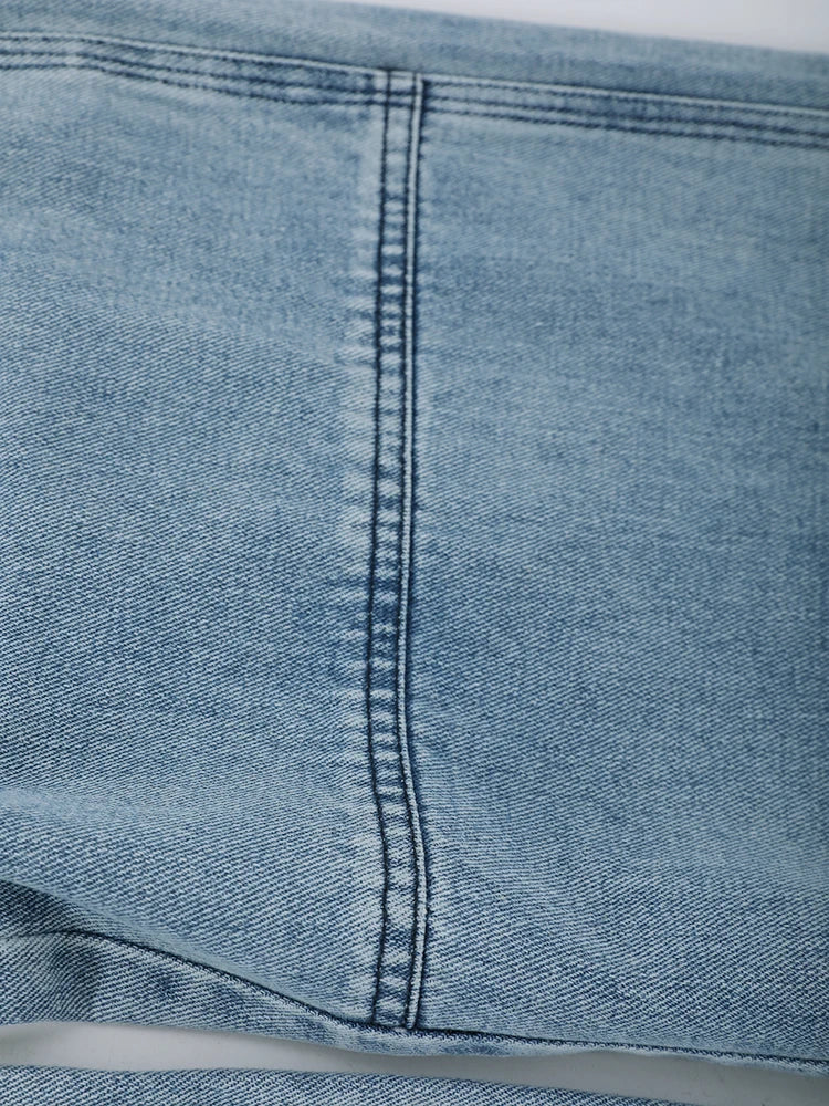 Spliced Denim Belt Personality Wide Leg Jeans High Waist New Women Trousers Fashion Tide Spring Autumn