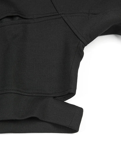 Loose Fit Black Hollow Out Sweatshirt New Round Neck  Women Big Size