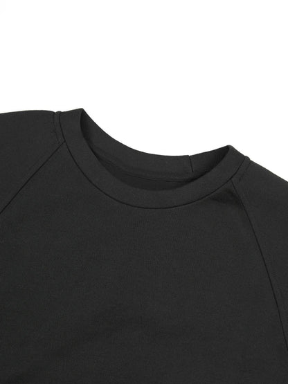 Loose Fit Black Hollow Out Sweatshirt New Round Neck  Women Big Size