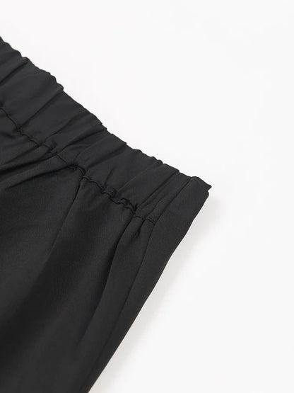 Black Bandage Pleated Wide Leg Pants
