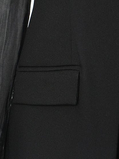 Mesh Perspective Elegant Blazer New Square Collar Long Sleeve Jacket Fashion Tide Spring Autumn