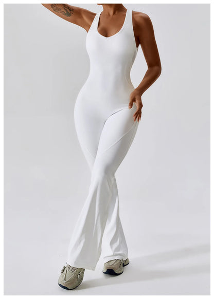 Back V Jumpsuit Gym Set