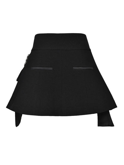 Irregular Rhinestones Belted Mini Half-body Skirt High Waist Women Fashion Tide New Spring Autumn