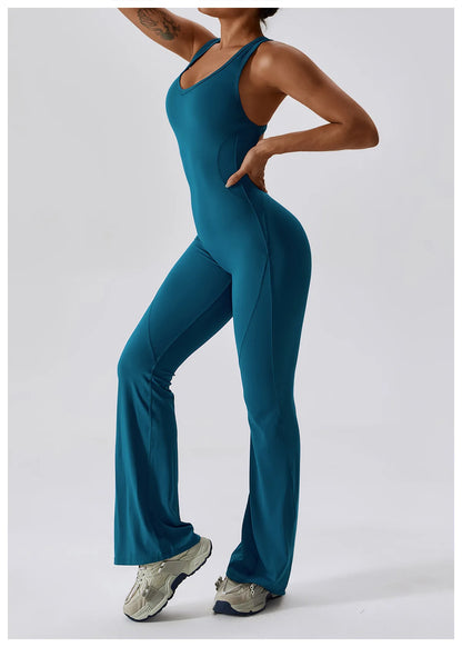 Back V Jumpsuit Gym Set