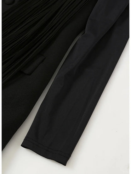 Tassels Irregular Casual Blazer New Lapel Long Sleeve Loose Fit Jacket Fashion Spring Autumn