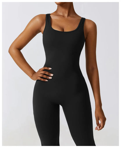 Back V Jumpsuit Gym Set