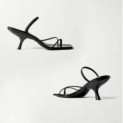 New Leather Retro Square Toe  Sandals