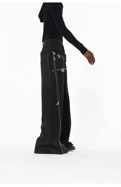 Cool  Khaki Stretchy Suede Faux Leather Pants  Luxury Designer