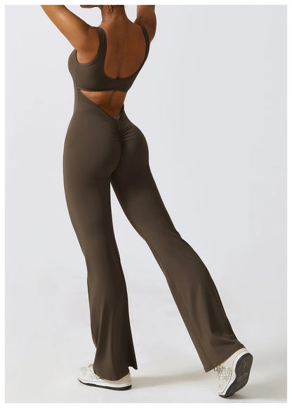 Back V Jumpsuit Gym Set