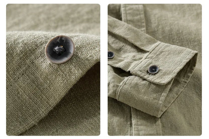 Spring Autumn New Cotton and Linen Casual Long Sleeve Shirts for Men Clothing Solid Color Simple Soft Streetwear
