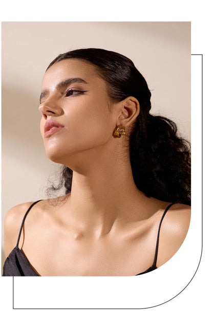 Waterproof Stainless Steel 
 Earrings Gold Plated