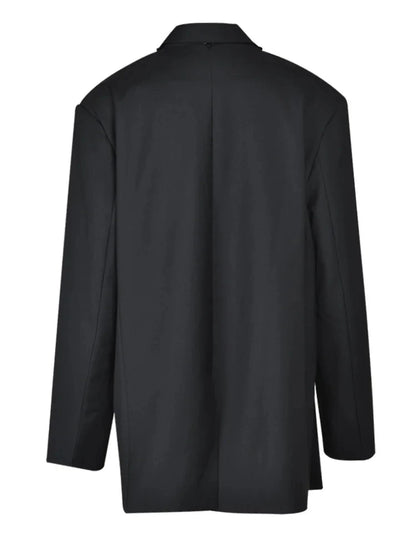 Women Black  Cross Irregular Big Size Casual Blazer New Lapel Long Sleeve Jacket Fashion Tide Spring Autumn