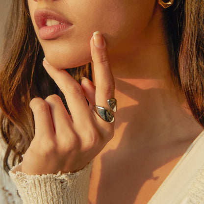 Stainless Steel Glossy Asymmetric Open Ring