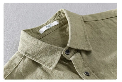 Spring Autumn New Cotton and Linen Casual Long Sleeve Shirts for Men Clothing Solid Color Simple Soft Streetwear