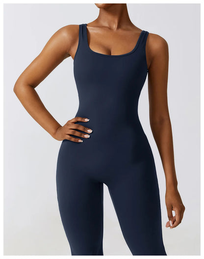 Back V Jumpsuit Gym Set