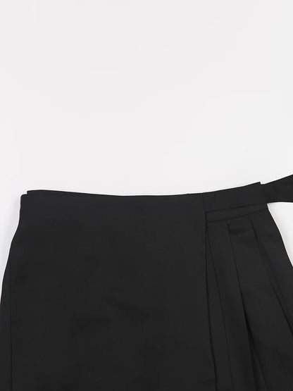 Black Bandage Pleated Wide Leg Pants