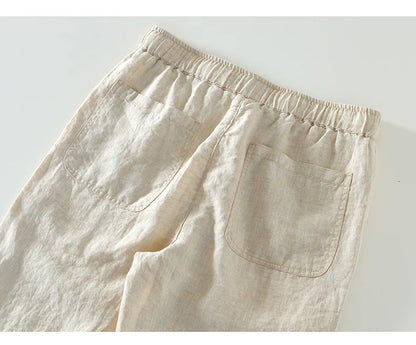 Spring Summer New Pure Color 100% Linen Pants Men Clothing Casual Simple Oversize Trousers B8236
