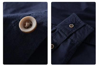 Spring Autumn New Pure Cotton Casual Long Sleeve Shirts for Men Clothing Simple Solid Color Soft Streetwear