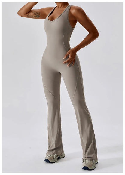 Back V Jumpsuit Gym Set