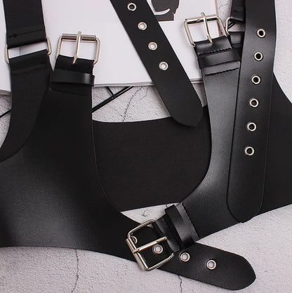 Black Buckle Personality Women Wide Strap Belt