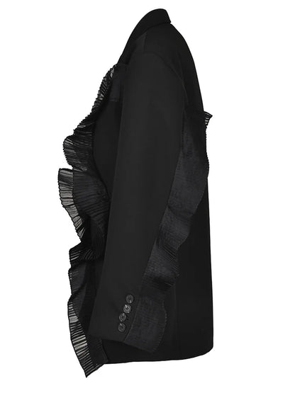 Black Ruffles Elegant Big Size Blazer