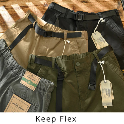 Spring Autumn New Men Cotton Solid Color Loose Cargo Pants Men Clothing Big Pockets Joggers Men Streetwear
