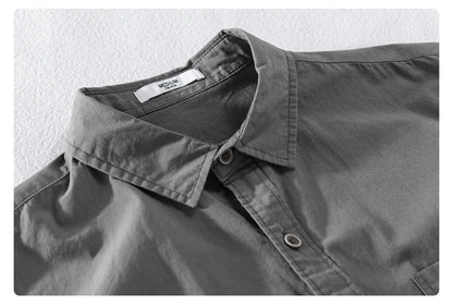 Spring Autumn New Pure Cotton Casual Long Sleeve Shirts for Men Clothing Simple Solid Color Soft Streetwear