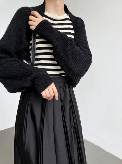 Elegant Gray Knitting Cardigan Sweater Loose Fit