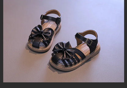 Girl Closed Toe Sandals Children Princess Shoe Summer Kids Weave Roman Slipper Soft-soled Beach Flats