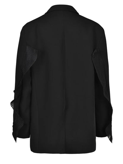 Black Ruffles Elegant Big Size Blazer