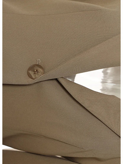Off Shoulder Chain Big Size Blazer New Lapel Long Sleeve Loose Fit Jacket Fashion Tide Spring Autumn