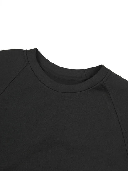 Loose Fit Black Hollow Out Sweatshirt New Round Neck  Women Big Size
